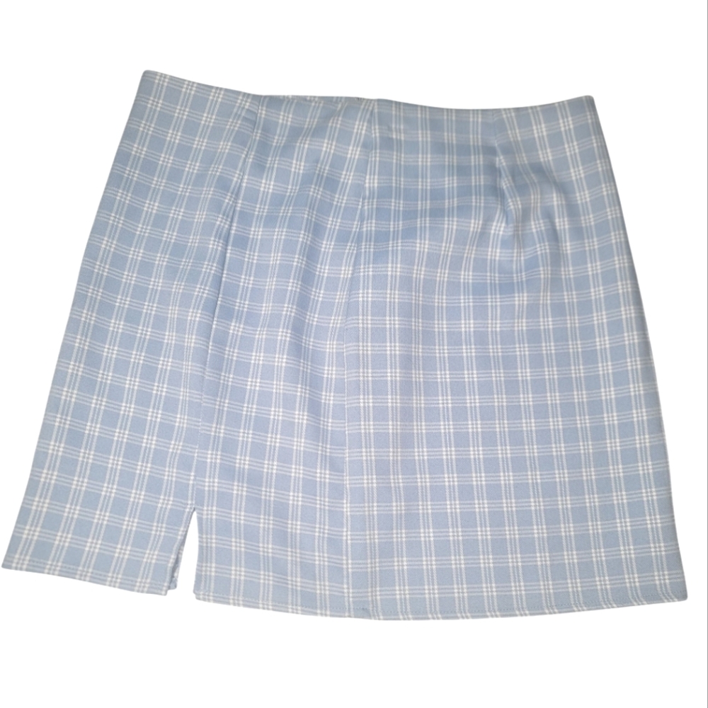 💗 $5 in BUNDLE💗 Blue Mini  Plaid skirt with Side Zipper